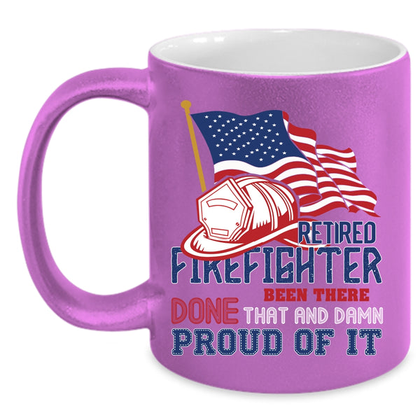 Retired Firefighter Coffee Mug, Cool American Flag Coffee Cup