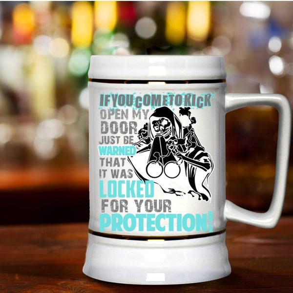 Funny Beer Stein 22oz, It Was Locked For Your Protection Not Time Beer Mug