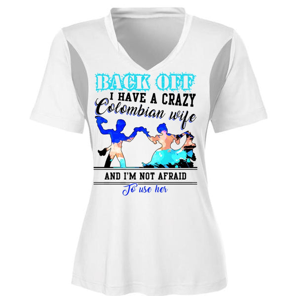 I Have A Crazy Colombian Wife T Shirt, I'm Not Afraid To Use Her T Shirt, Cool Shirt (Ladies LS Heather V-Neck)