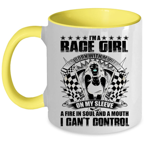 I Was Born With My Heart On My Sleeve Coffee Mug, I'm A Race Girl Accent Mug