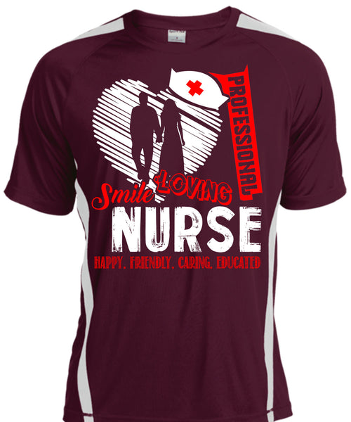 Professional Smile Loving Nurse T Shirt, Happy Friendly Caring Educated T Shirt, Cool Shirt
