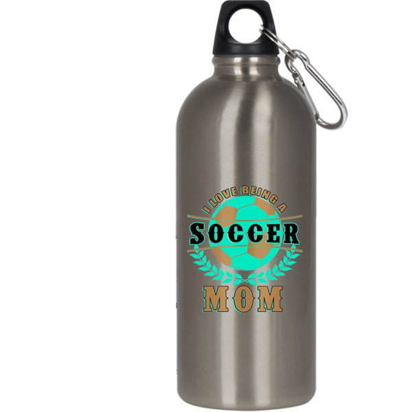 I Love Being A Soccer Mom 20 oz Stainless Steel Bottle,Funny Gift For Soccer Mom Outdoor Sports Water Bottle