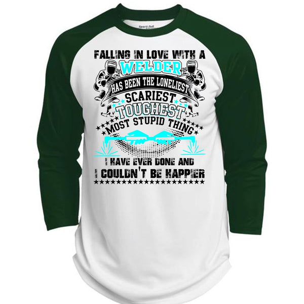 Falling In Love With A Welder T Shirt, I Love Welding T Shirt, Awesome T-Shirts  (Polyester Game Baseball Jersey)