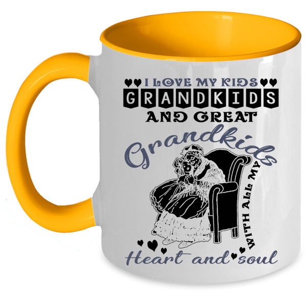 Grandkids And Great Grandkids Coffee Mug, I Love My Kids Accent Mug