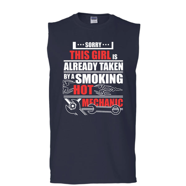 This Girl Already Taken T Shirt, By A Smoking Hot Mechanic T Shirt, Cool T Shirt (Men's Cotton Sleeveless)