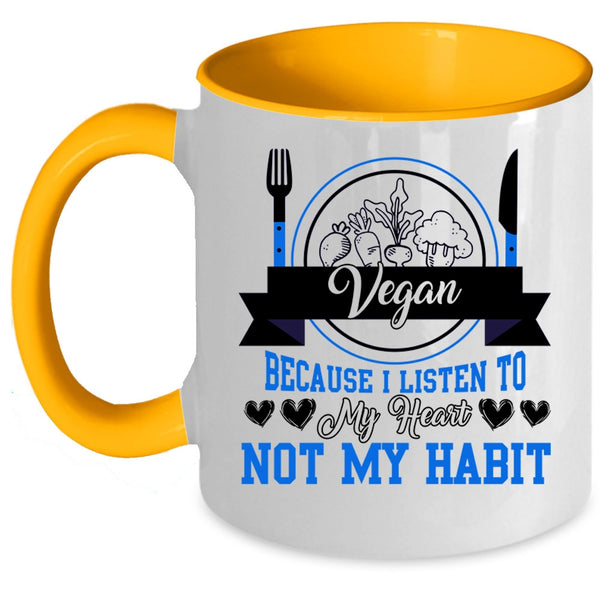 I Listen To My Heart Coffee Mug, Vegan Accent Mug