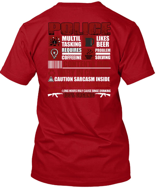 Police Multitasking T Shirt, Likes Beer T Shirt