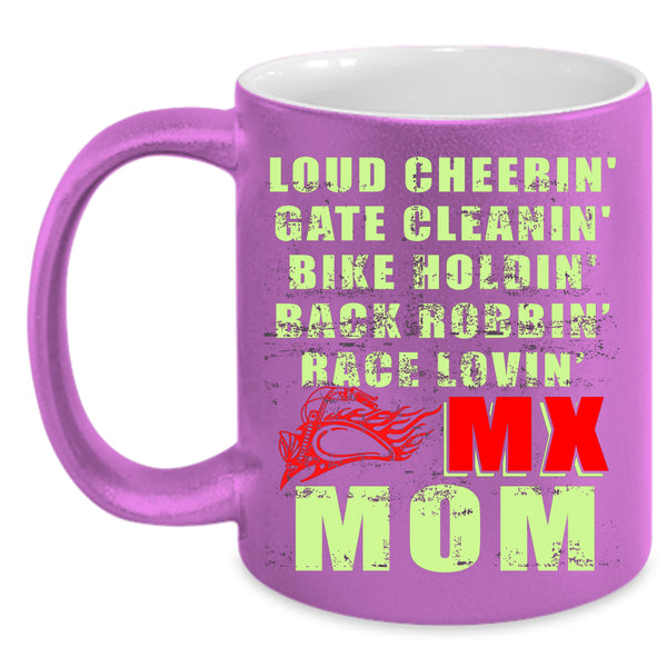 Loud Cheering Gate Cleaning Coffee Mug, Bike Holding Race Loving Coffee Cup