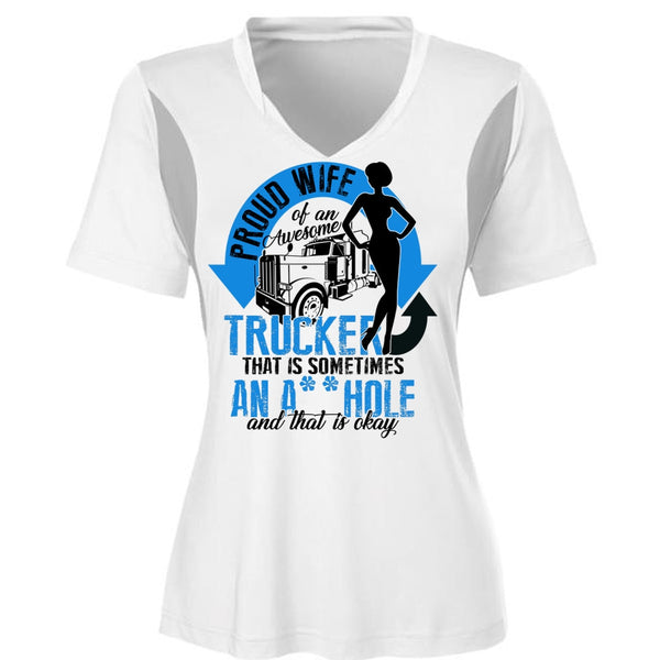 Proud Wife Of An Awesome Trucker T Shirt, I Love Trucking T Shirt, Awesome T-Shirts