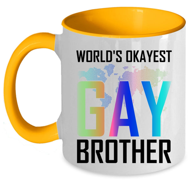 Awesome Gay Coffee Mug, World's Okayest Gay Brother Accent Mug