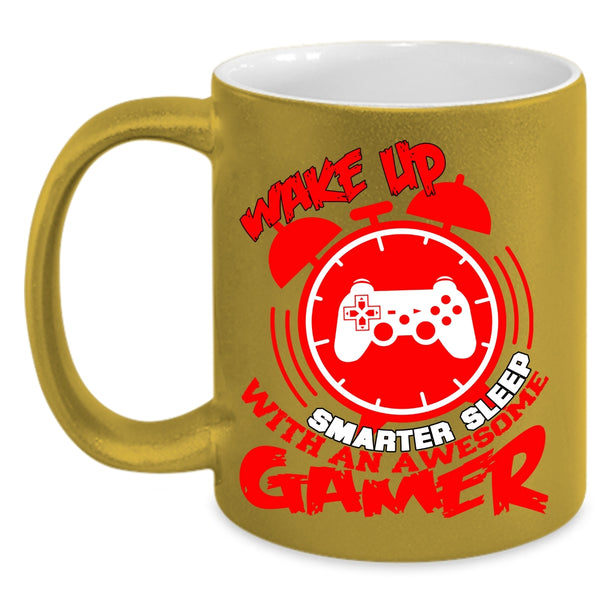 Wake Up Smarter Sleep Coffee Mug, With An Awesome Gamer Coffee Cup