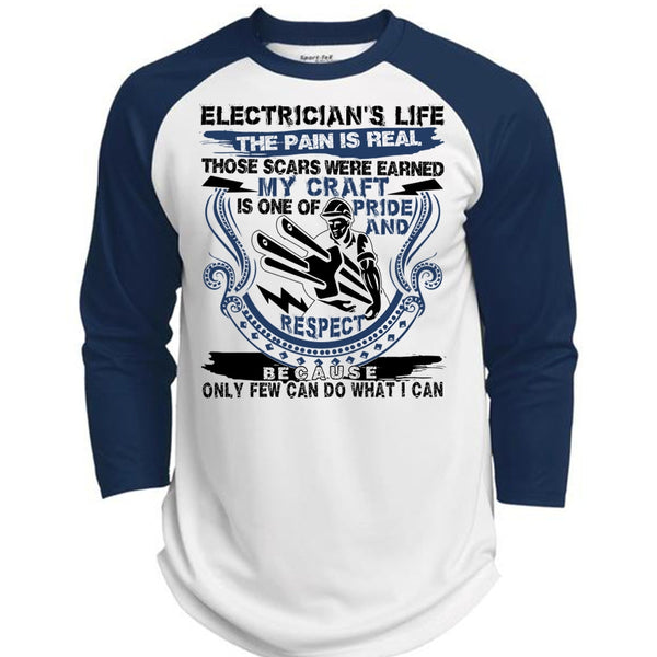Electrician's Life The Pain Is Real T Shirt, I Love Electrician T Shirt, Awesome T-Shirts  (Polyester Game Baseball Jersey)