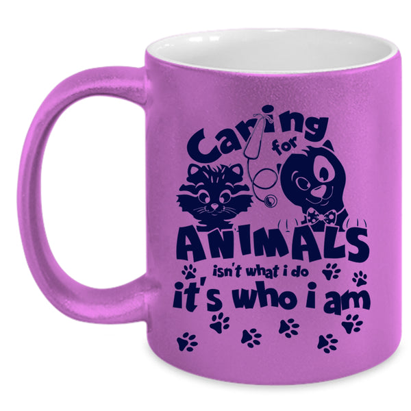 Cute Gift For Vet Tech Coffee Mug, Caring For Animals Accent Mug