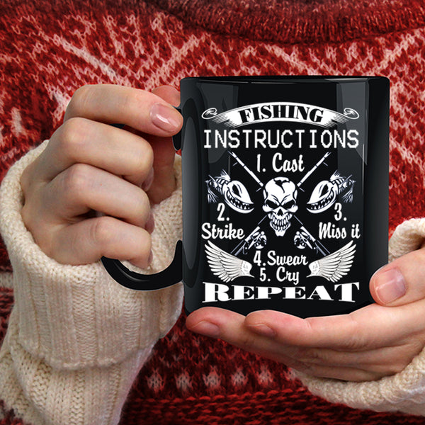 Fishing Instructions Coffee Mug, Cool Fisher Coffee Cup