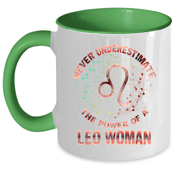 Birthday Coffee Mug, The Power Of A Leo Woman Accent Mug
