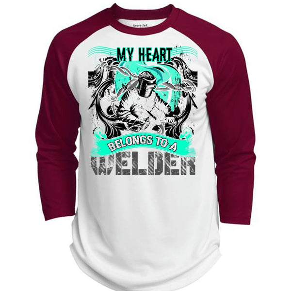 My Heart Belongs To A Welder T Shirt, I Love Welder T Shirt, Awesome T-Shirts  (Polyester Game Baseball Jersey)