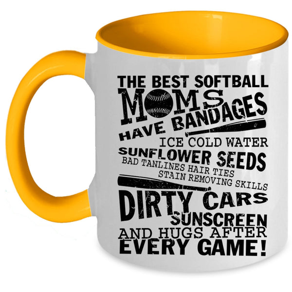 I Love Softball Coffee Mug, The Best Softball Moms Accent Mug