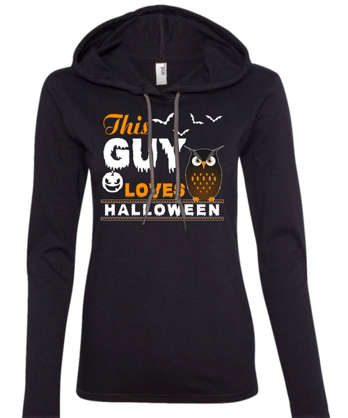 This Guy Loves Halloween T Shirt, I Love You Pumpkin T Shirt (Anvil Ladies Ringspun Hooded)