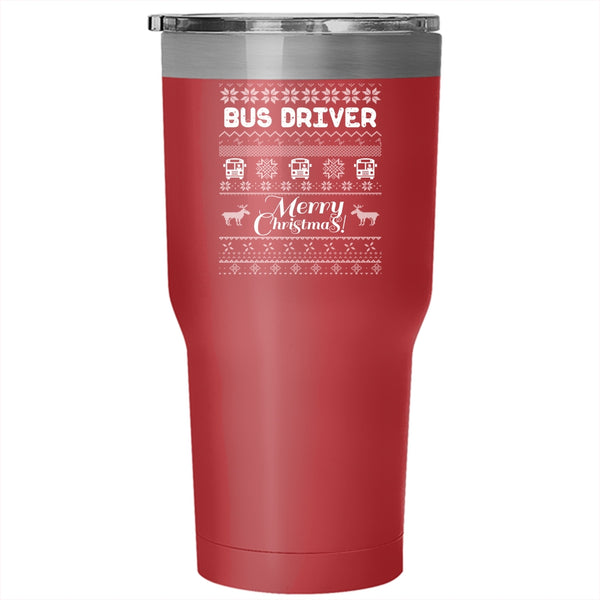 Bus Driver Tumbler 30 oz Stainless Steel, Merry Christmas Travel Mug