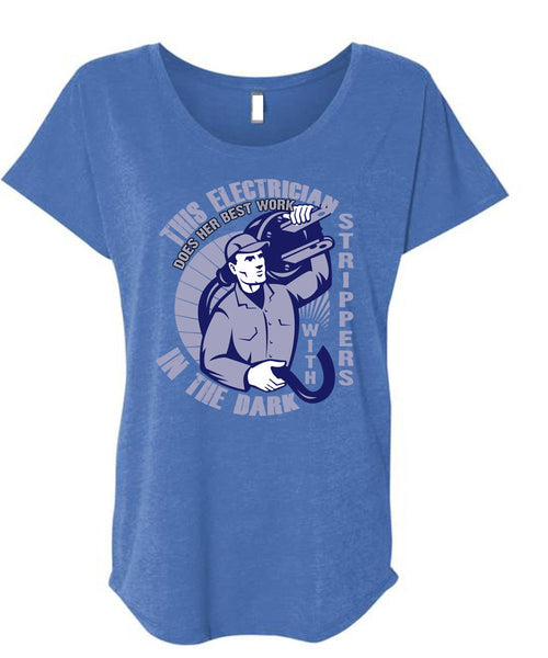 This Is Electrician T Shirt, I Love Electrician T Shirt, Cool Shirt (Ladies' Triblend Dolman Sleeve)