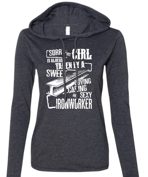 Loving Caring Ironworker T Shirt, Being An Ironworker T Shirt (Anvil Ladies Ringspun Hooded)