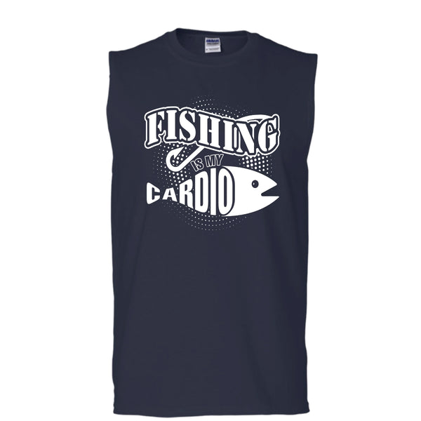 Fishing Is My Cardio T Shirt, Coolest Hooker Tank Top (Men's Cotton Sleeveless)