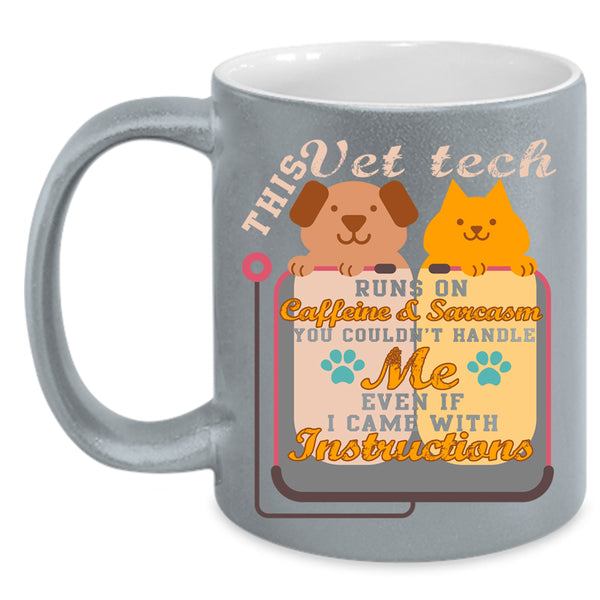 This Vet Tech Runs On Caffeine Coffee Mug, Cute Vet Tech Coffee Cup