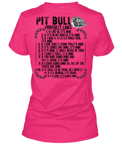 Pit Bull Property Laws T Shirt, My Pet T Shirt, Cool Shirt (Ladies LS Heather V-Neck)