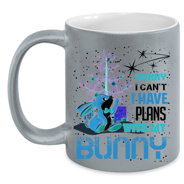 Cool Christmas Coffee Mug, I Have Plans With My Bunny Accent Mug