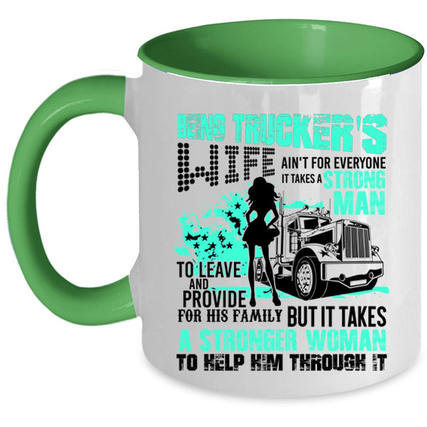 Cool Just Married Coffee Mug, Being Trucker's Wife Accent Mug