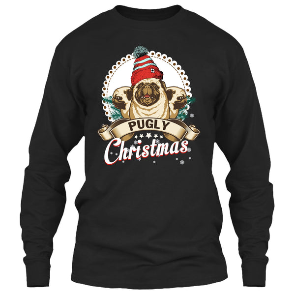 Pugly Christmas T Shirt, Coolest Pug T Shirt