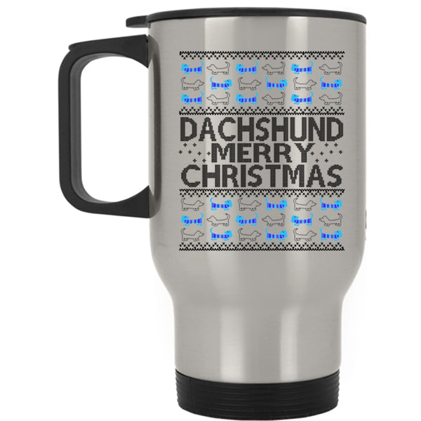 Merry Christmas Travel Mug, Dachshund Mug
