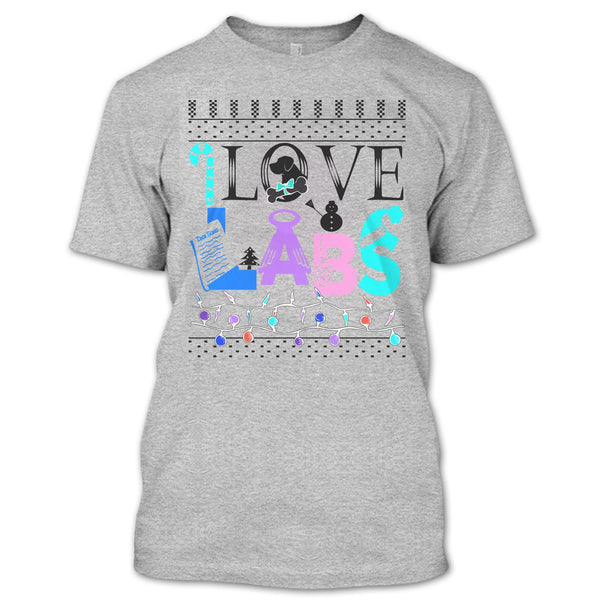 I Love Labs T Shirt, Dog Merry Christmas T Shirt