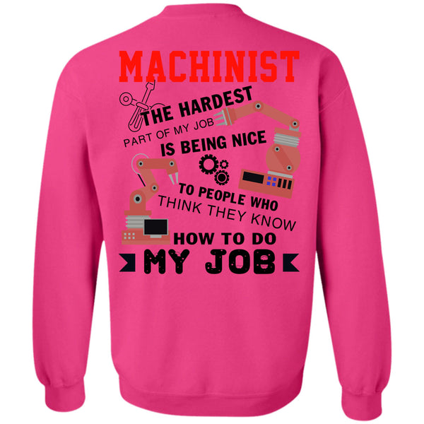 Being A Machinist T Shirt, Machinist The Hardest Part Of My Job Sweatshirt