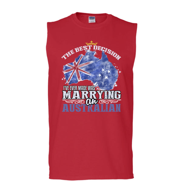 The Best Decision T Shirt, Marrying An Australian T Shirt, Cool T Shirt (Men's Cotton Sleeveless)