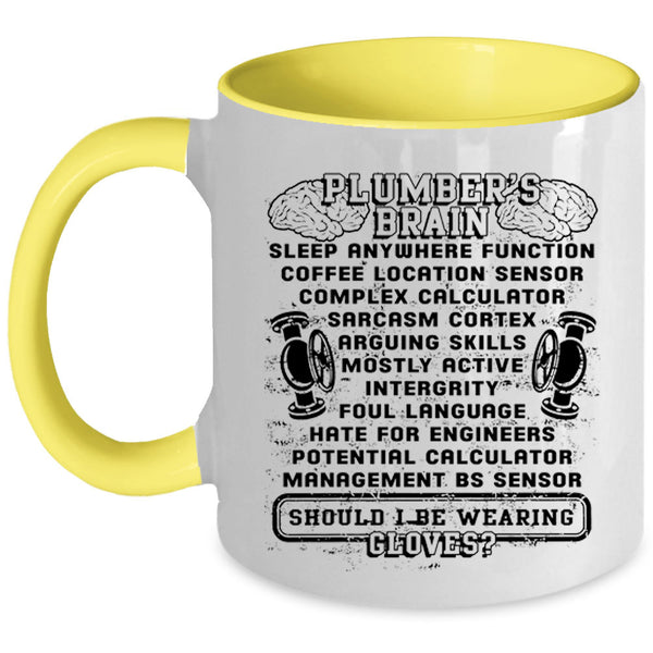 Cool Gift For Dad Coffee Mug, Plumber's Brain Accent Mug