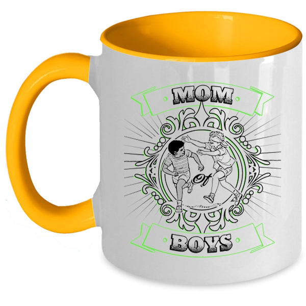 Mother And Sons Coffee Mug, Mom Of Boys Accent Mug
