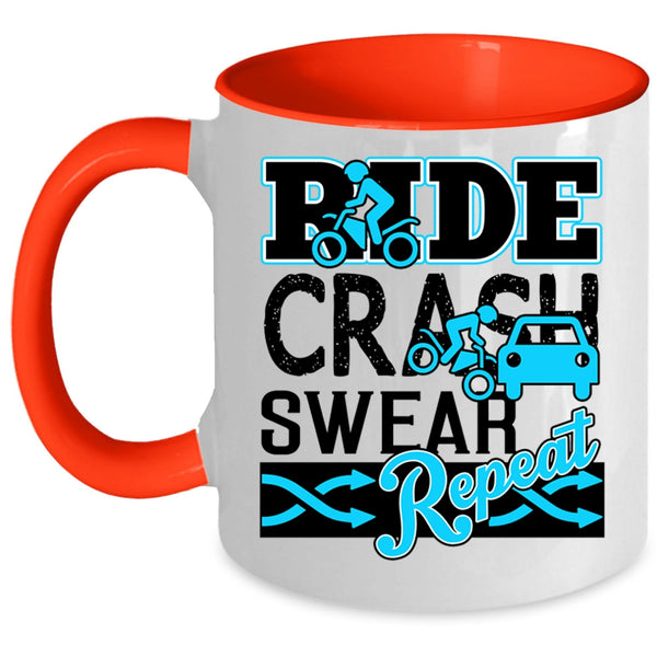 Cool Riding Coffee Mug, Ride Crash Swear Repeat Accent Mug