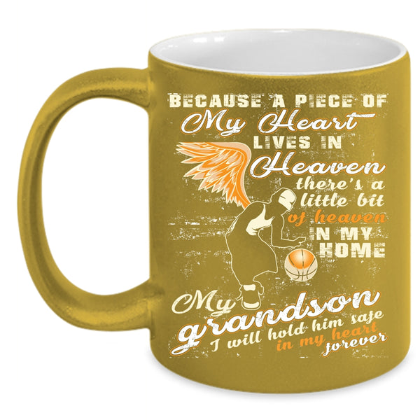 A Piece Of My Heart Lives In Heaven Coffee Mug, My Grandson Coffee Cup