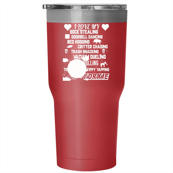I Love My Yorkie Tumbler 30 oz Stainless Steel, Cute Gift For Yorkie Owner Travel Mug