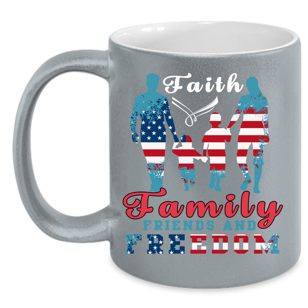 Faith Family Friends And Freedom Coffee Mug, American Flag Coffee Cup