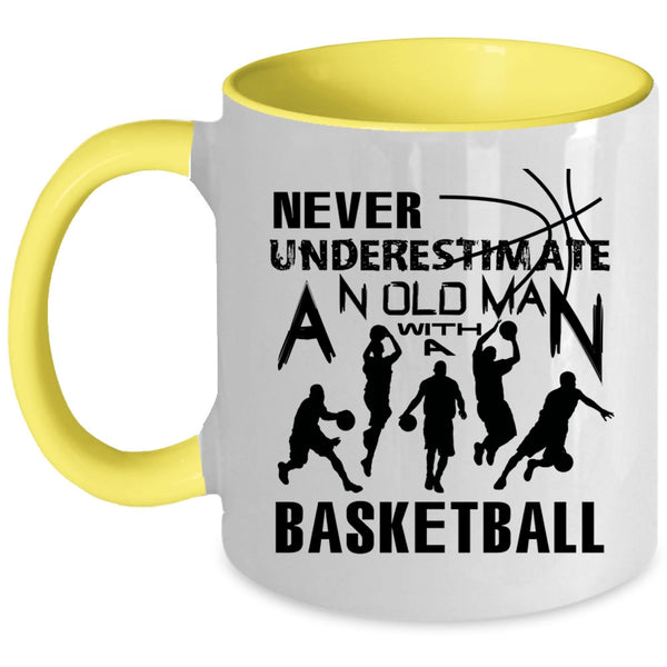 Cool Basketball Coffee Mug, An Old Man With A Basketball Accent Mug