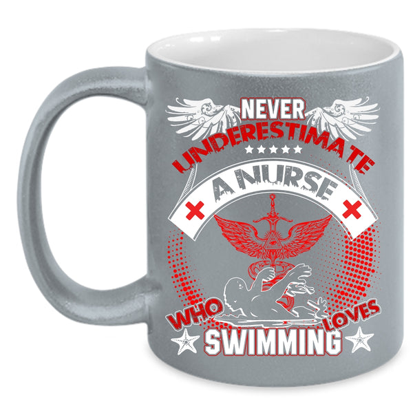 A Nurse Loves Swimming Coffee Mug, Funny Gift For Nurses Coffee Cup