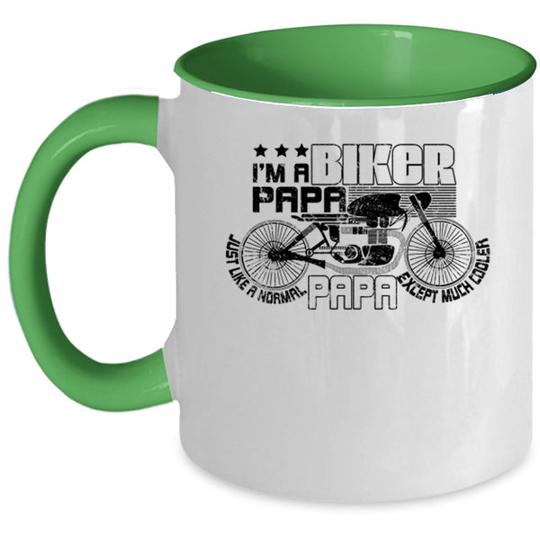 Awesome Biker Papa Coffee Mug, I'm A Biker Papa Accent Mug