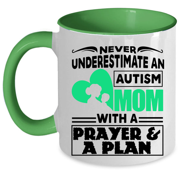 Cute Mom Coffee Mug, An Autism Mom With A Prayer And A Plan Accent Mug