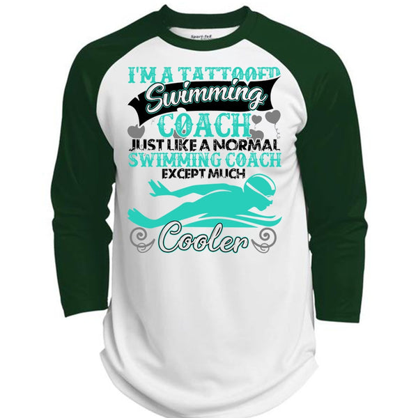 I'm A Tattooed Swimming Coach T Shirt, I Love Swimmer T Shirt, Awesome T-Shirts  (Polyester Game Baseball Jersey)