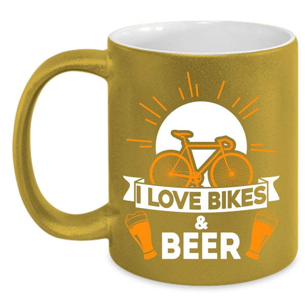 I Love Bikes And Beer Coffee Mug, Cute Beer Drinker Coffee Cup