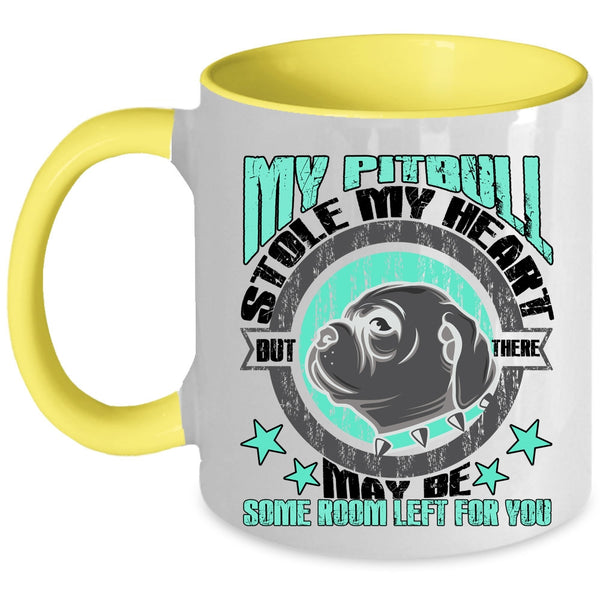 I Love My Pitbull Coffee Mug, My Pitbull Stole My Heart Accent Mug
