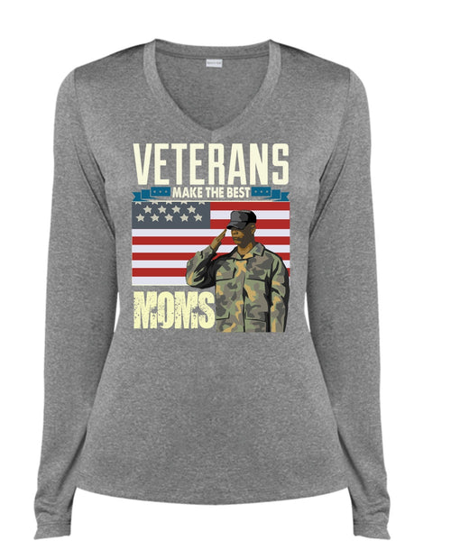 Veterans Make The Best Moms T Shirt, Being A Veteran T Shirt, Cool Shirt (Ladies LS Heather V-Neck)