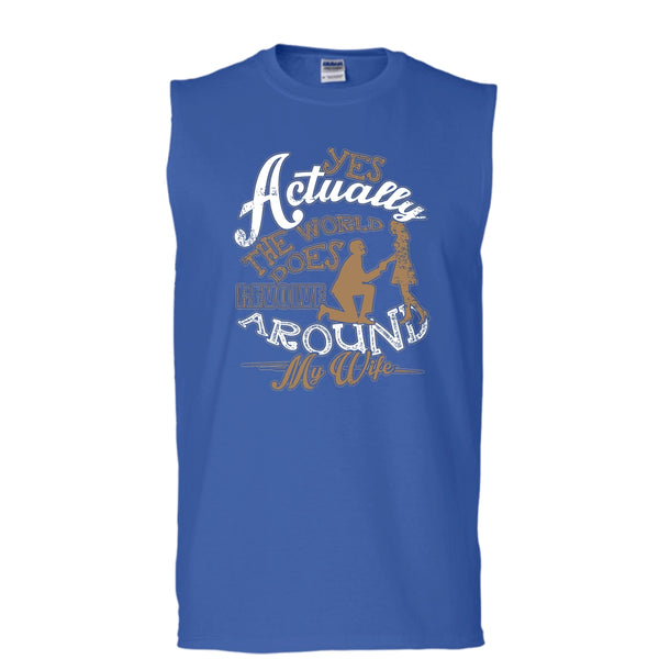 Revolve Around My Wife T Shirt, I Love My Wife Tank Top (Men's Cotton Sleeveless)